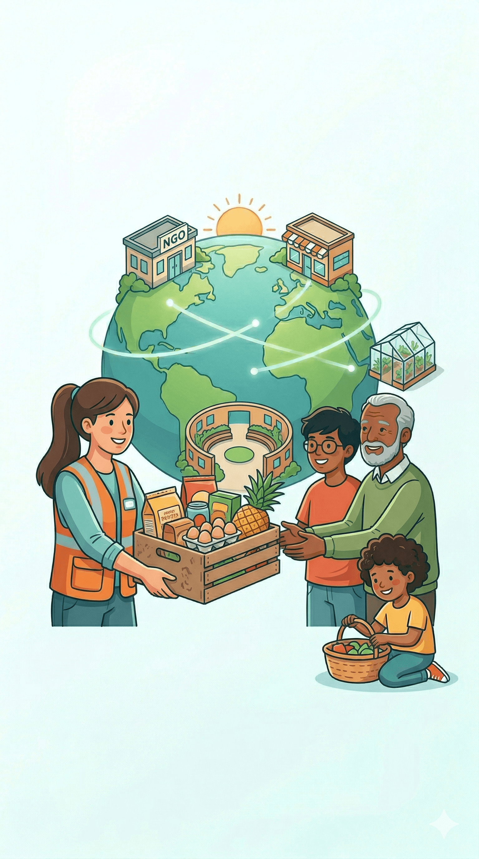 A careful food handoff between community members